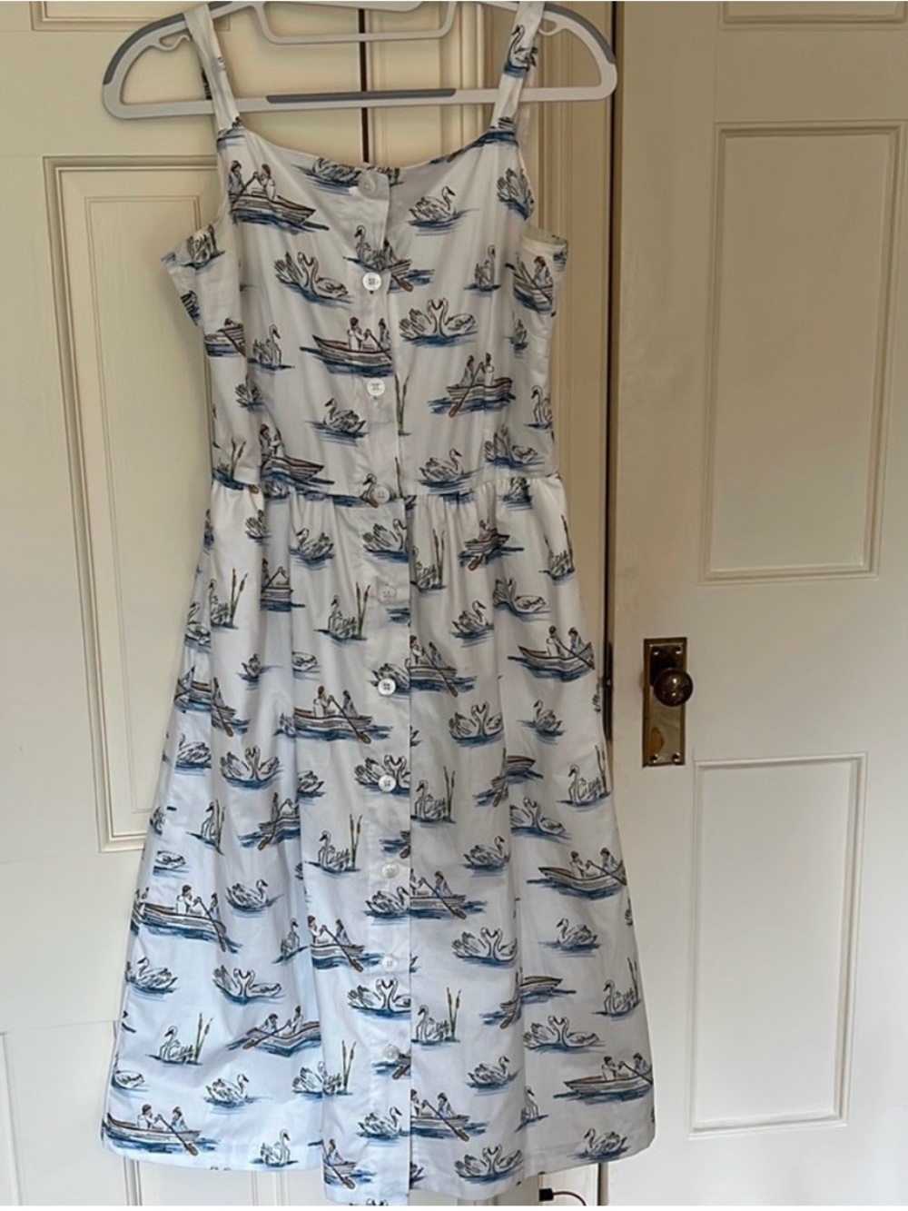 Kiel James Patrick White The Notebook Sundress with Blue Boat Print size 4